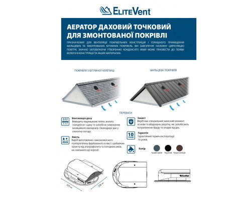 Аератор даховий точковий для змонтованої покрівлі графітовий